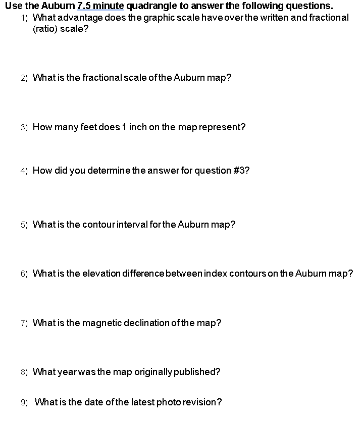 Solved Use the Aubur 7.5 minute quadrangle to answer the | Chegg.com