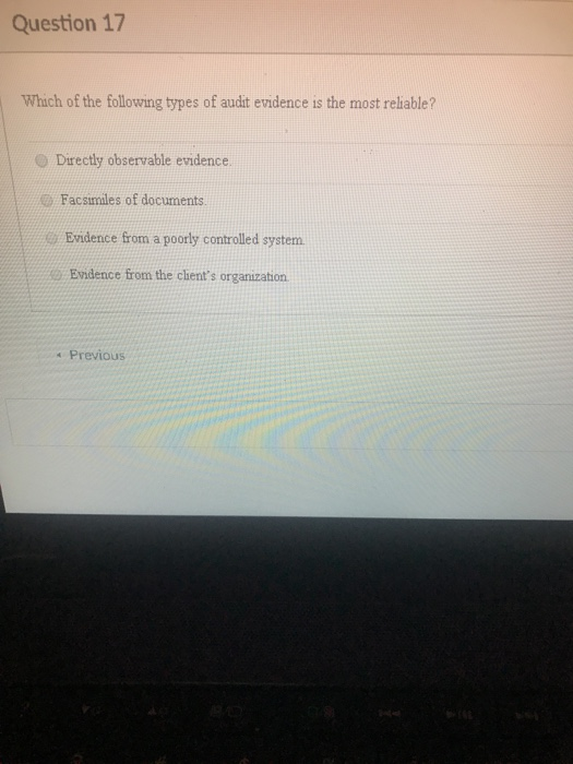 Solved Question 17 Which Of The Following Types Of Audit | Chegg.com