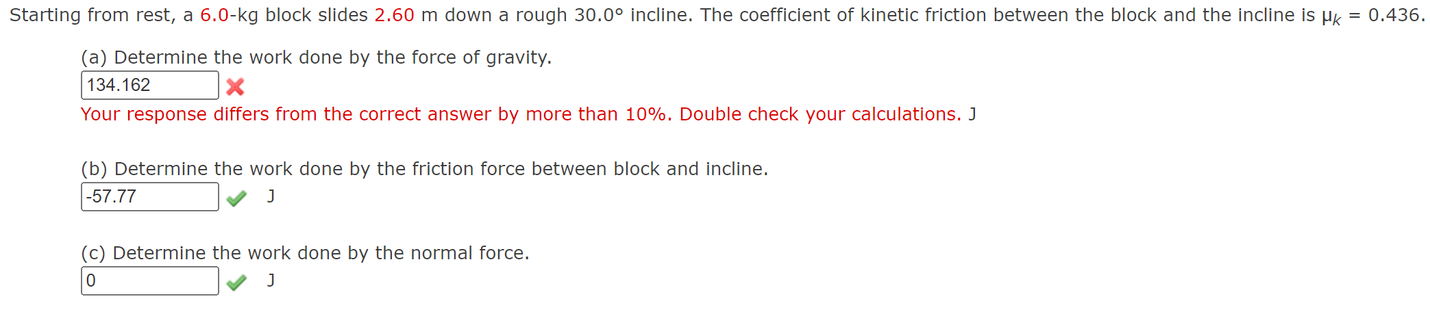 Solved Starting from rest, a 6.0-kg block slides 2.60 m down | Chegg.com