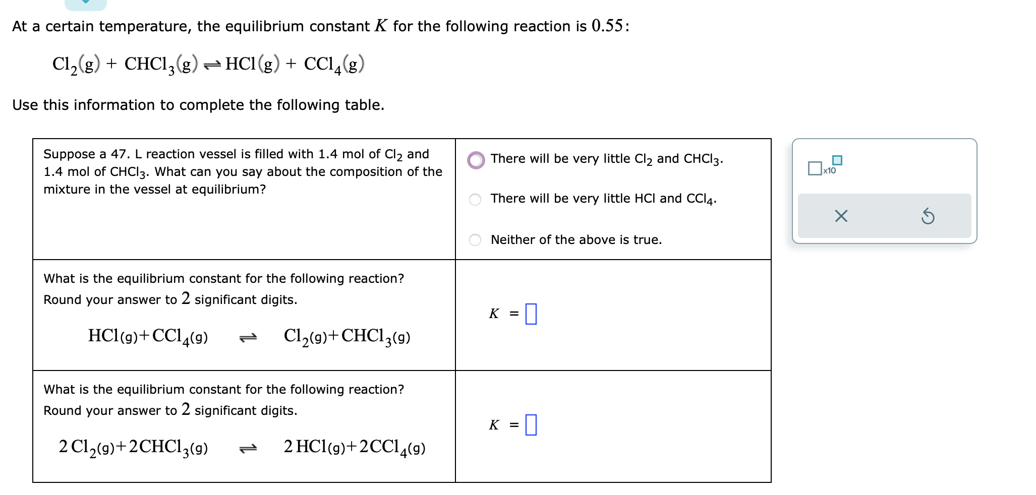 Solved At a certain temperature, the equilibrium constant K | Chegg.com