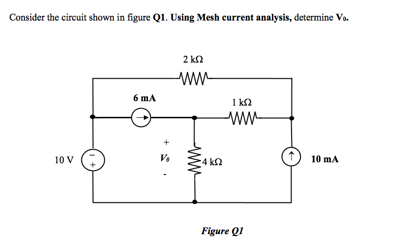 Solved Consider the circuit shown in figure Q1. Using Mesh | Chegg.com