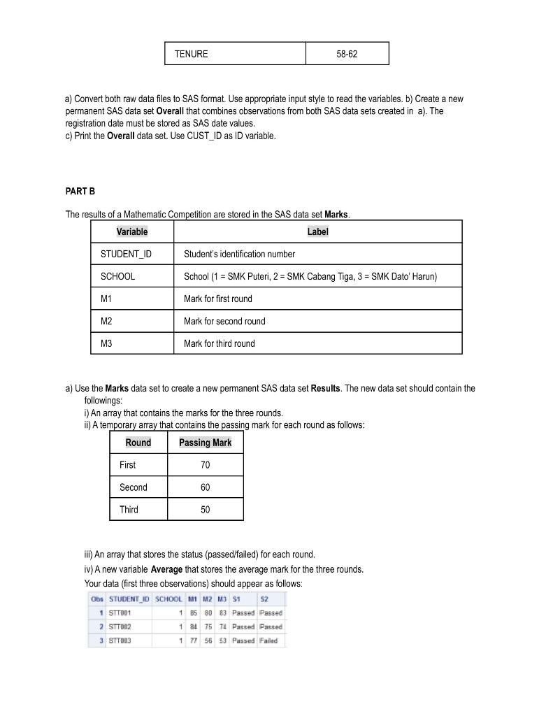 Solved PARTA QUESTION 1 Refer To The SAS Dataset | Chegg.com