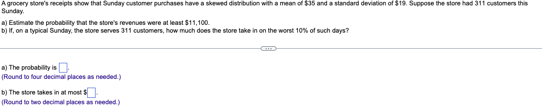 Solved Sunday.a) ﻿Estimate the probability that the store's | Chegg.com