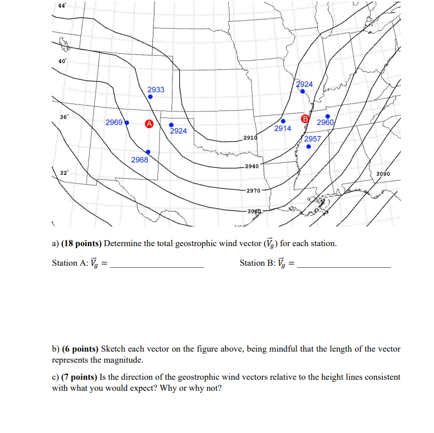 Solved a) (18 points) Determine the total geostrophic wind | Chegg.com
