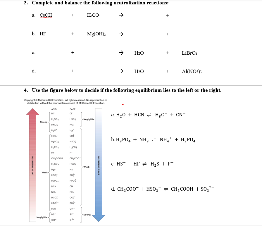 Solved Worksheet 18.1: Conjugate Acid/Base Pairs 1. Provide | Chegg.com