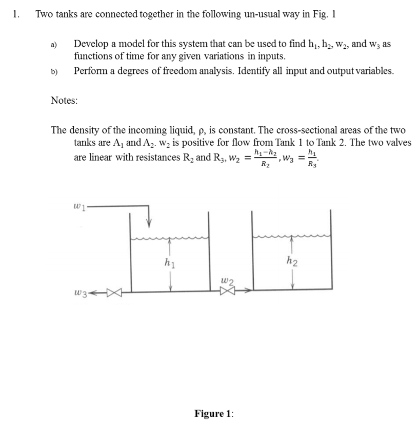 Solved 1. Two tanks are connected together in the following | Chegg.com