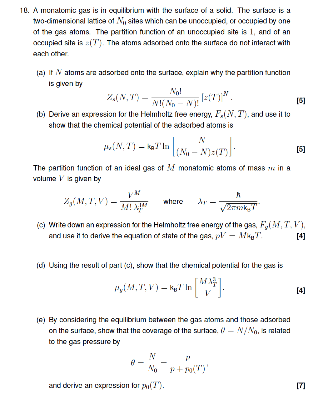 Solved 18. A monatomic gas is in equilibrium with the