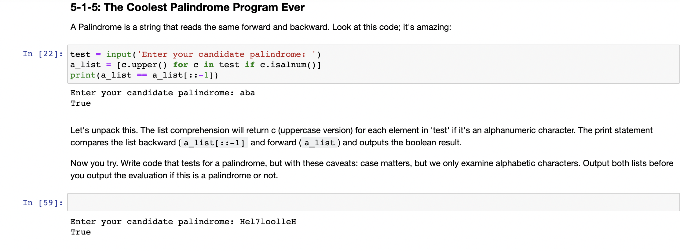Solved Lab 5-1: Python Shortcuts Instructions: for cells in | Chegg.com