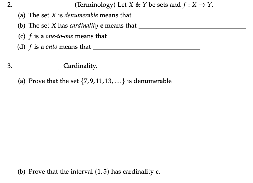 Solved (Terminology) Let X & Y Be Sets And F: X+Y. (a) The | Chegg.com