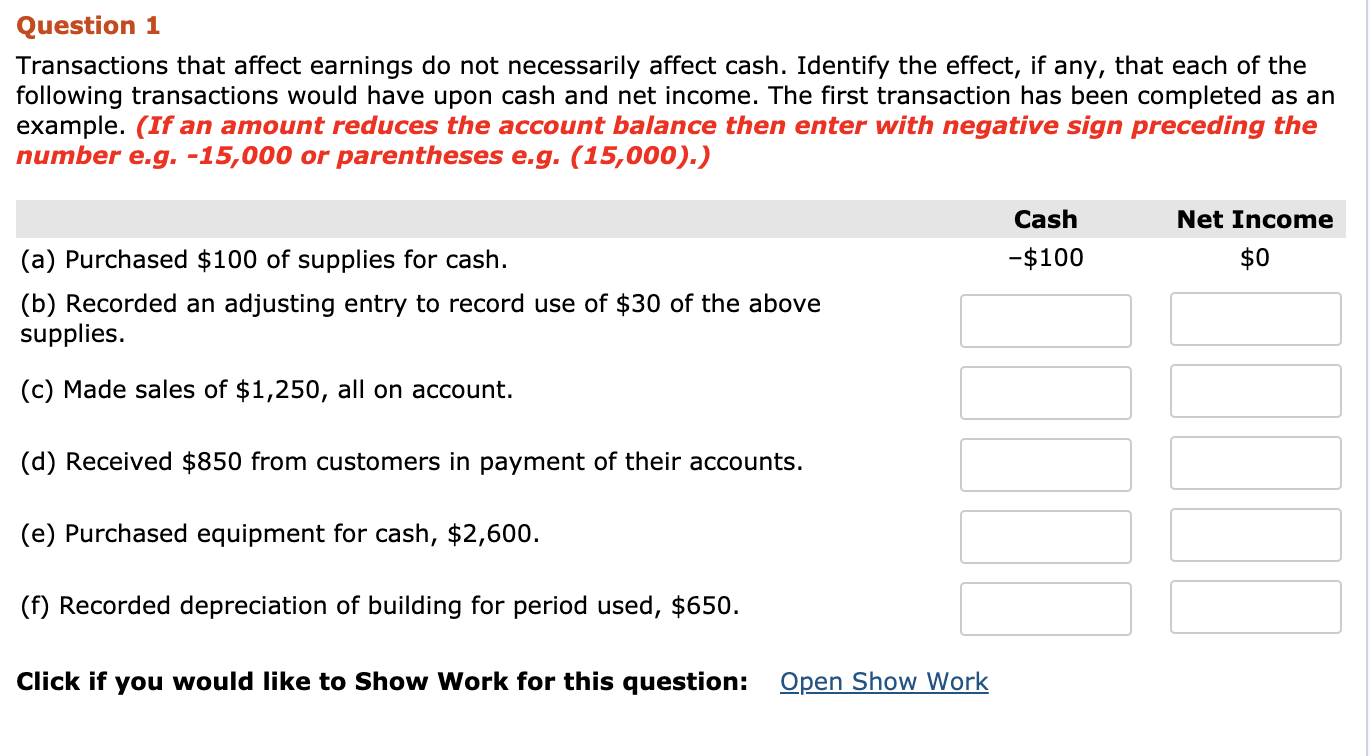 Solved Question 1 Transactions that affect earnings do not | Chegg.com