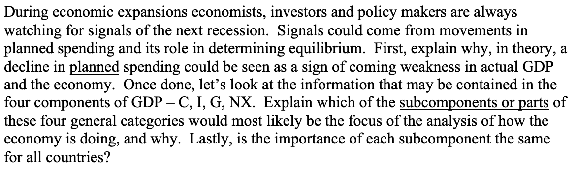 Solved During economic expansions economists, investors and | Chegg.com
