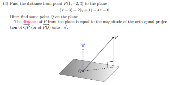 Solved (3) Find the distance from point P(1,−2,3) to the | Chegg.com