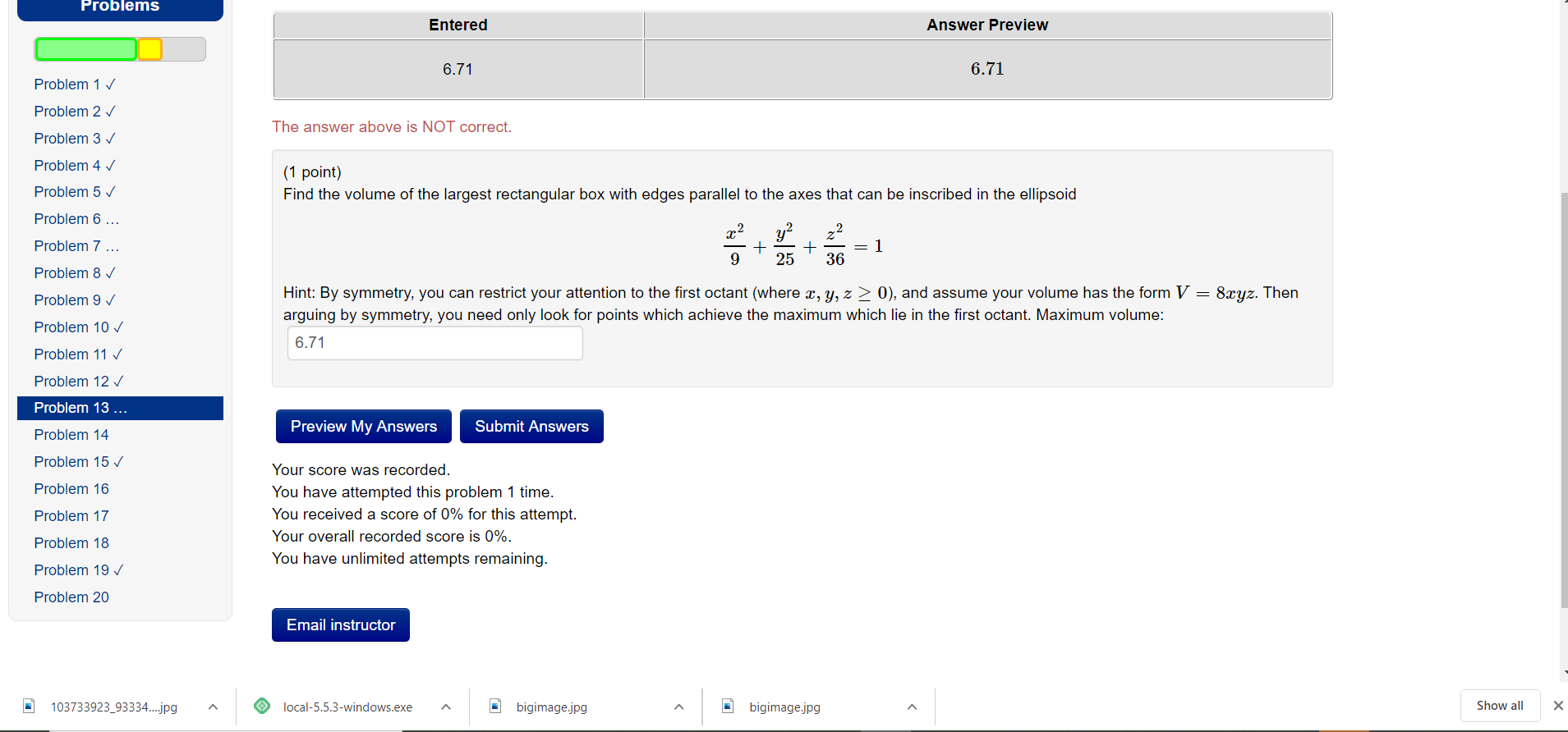 Solved Problems Entered Answer Preview 6.71 6.71 Problem 1 | Chegg.com