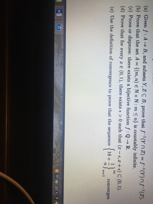 Solved (a) Given F : A ? B, And Subsets Y,Z C B, Prove That | Chegg.com