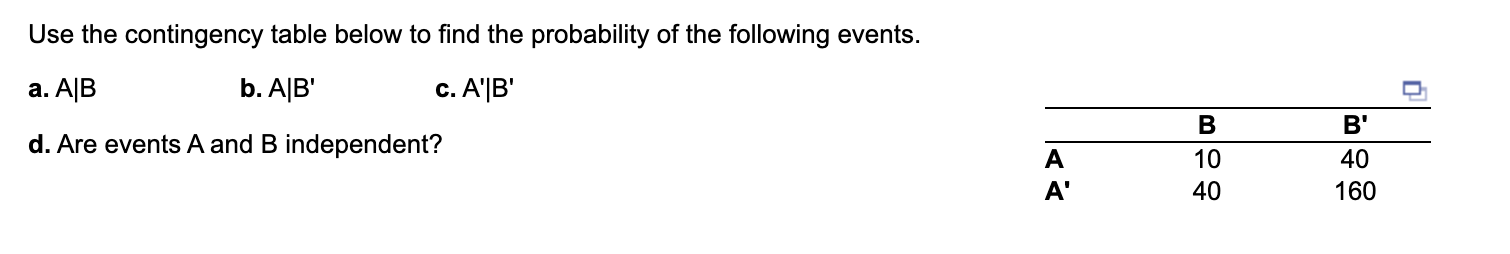 Solved Use The Contingency Table Below To Find The | Chegg.com