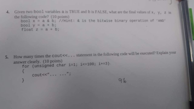 Solved in 4. Given two bool variables a is TRUE and bis | Chegg.com