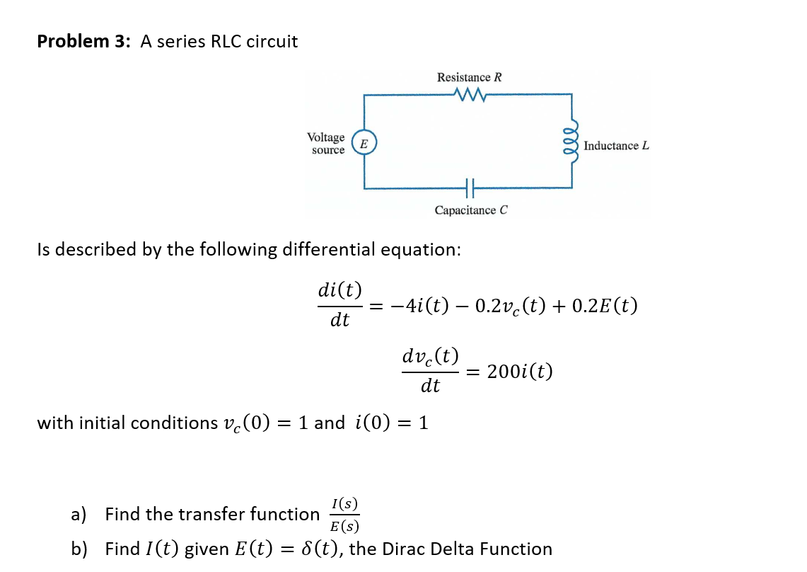 Solved Problem 3: A series RLC circuit Resistance R w | Chegg.com