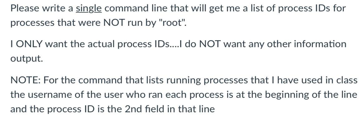 Solved Please write a single command line that will get me a | Chegg.com