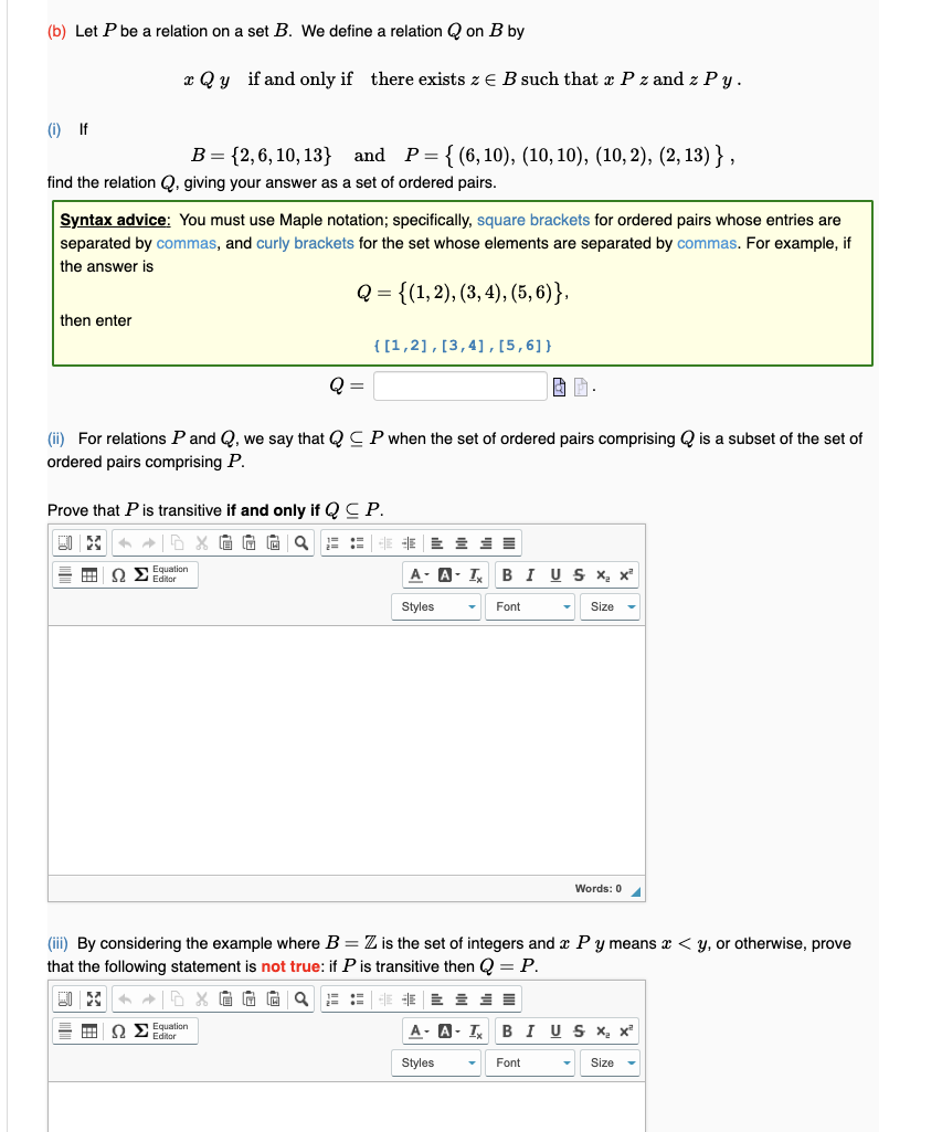 Solved (b) Let P Be A Relation On A Set B. We Define A | Chegg.com