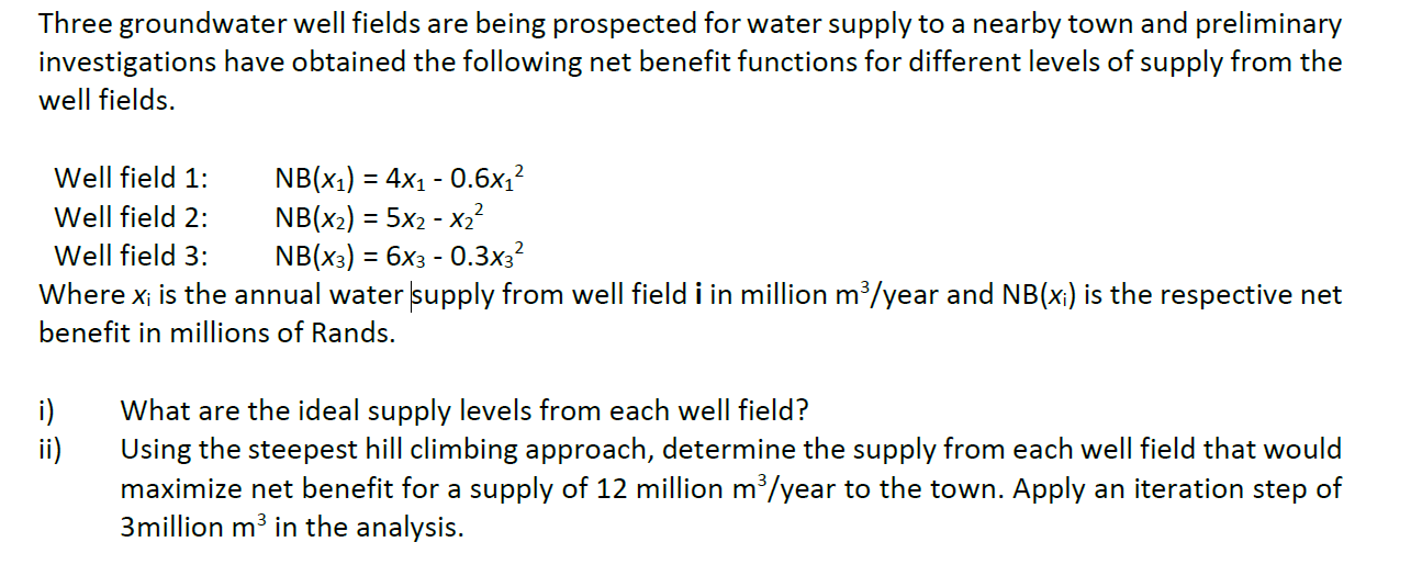 Solved Three Groundwater Well Fields Are Being Prospected Chegg Com   PhpLYv1so