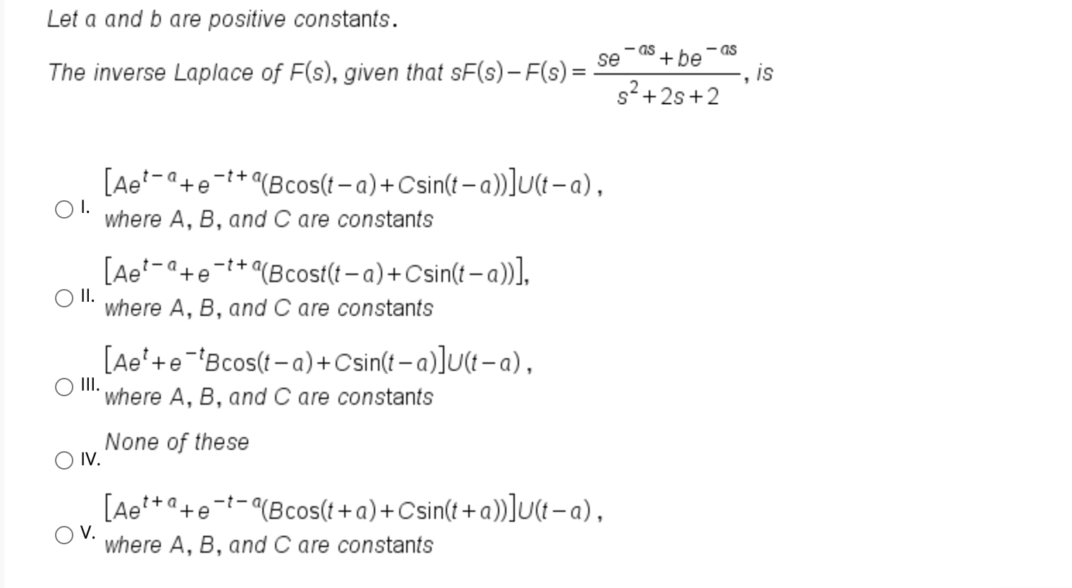 Let A And B Are Positive Constants As As Se Be Chegg Com