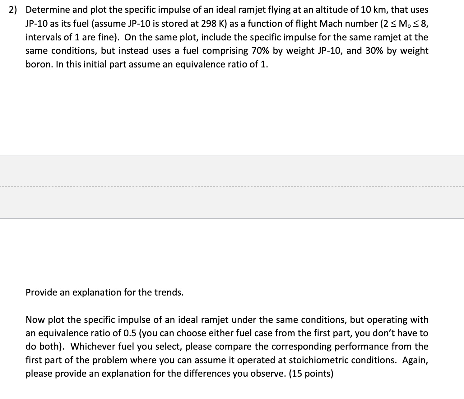 Solved 2) ﻿Determine and plot the specific impulse of an | Chegg.com