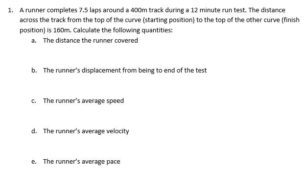 Solved A Runner Completes 7.5 Laps Around A 400m Track | Chegg.com