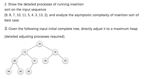 Solved 2. Show the detailed processes of running insertion | Chegg.com