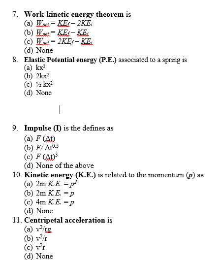 Solved 7. Work-kinetic Energy Theorem Is (a) Wat = KE-2KE | Chegg.com