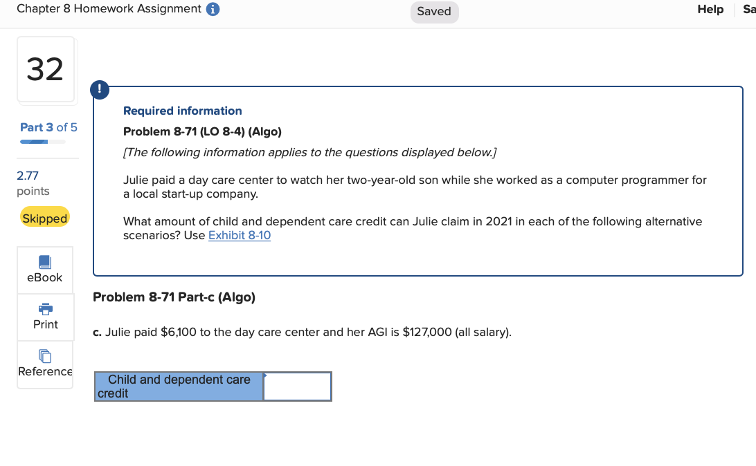 Chapter 8 Homework Assignment i Saved Help Sa 30 Part | Chegg.com