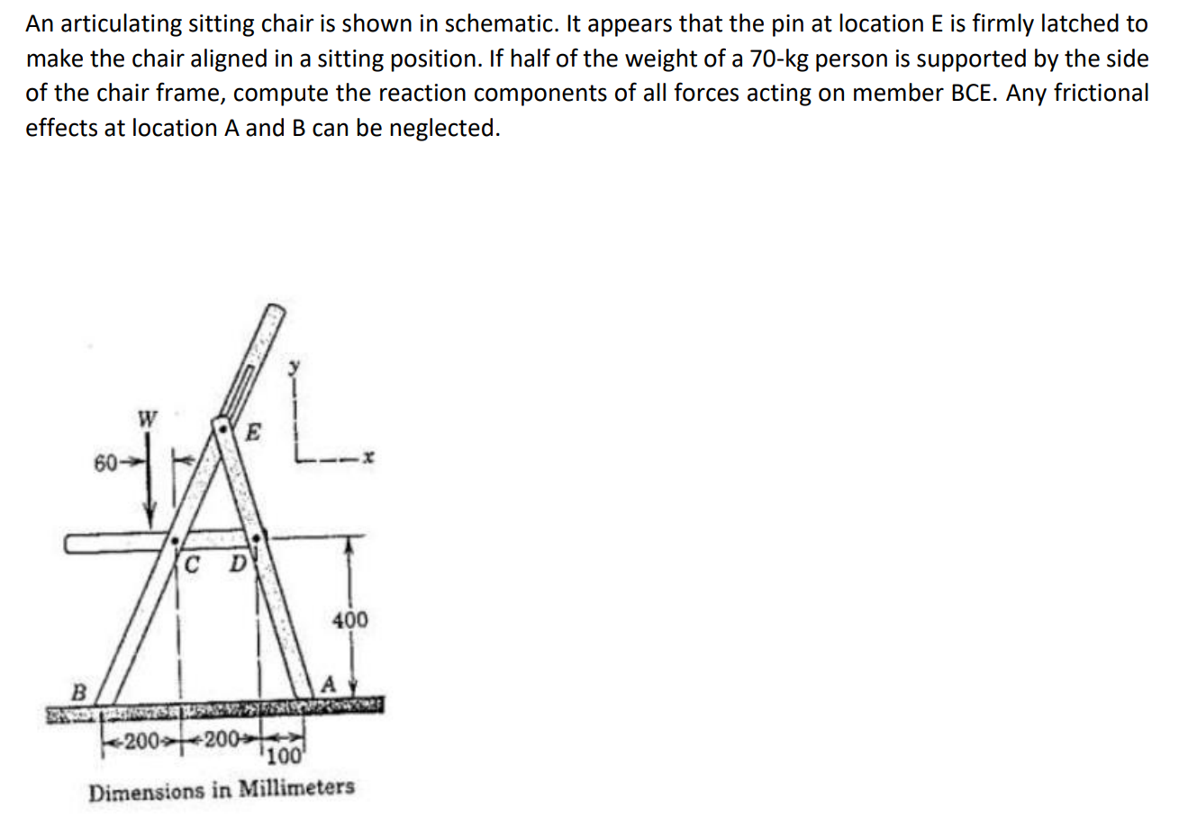 Solved An articulating sitting chair is shown in schematic. | Chegg.com