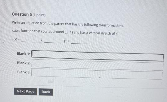 Solved Question 6 (1 point) Write an equation from the | Chegg.com