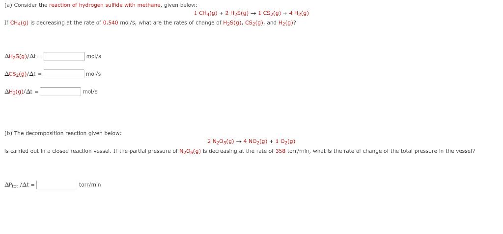 Solved (a) Consider the reaction of hydrogen sulfide with | Chegg.com