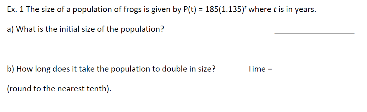 Solved Ex 1 The Size Of A Population Of Frogs Is Given B Chegg Com