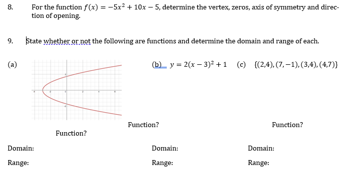 Solved 8. For the function f(x)=−5x2+10x−5, determine the | Chegg.com