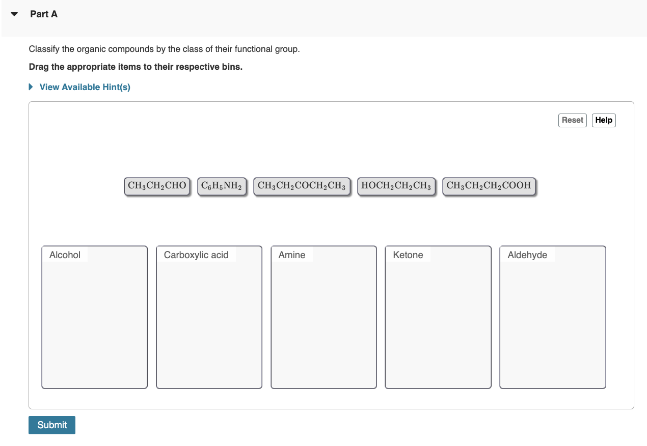 CLASSIFY EACH ORGANIC COMPOUND BASED ON THE FUNCTIONAL GROUP IT CONTAINS visual data 8