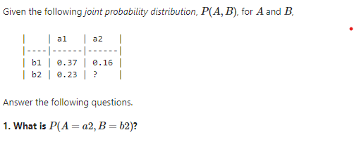 Solved Given the following joint probability distribution, | Chegg.com