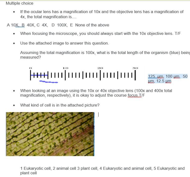 Solved Multiple choice • If the ocular lens has a