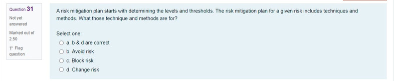 Solved A Risk Mitigation Plan Starts With Determining The | Chegg.com