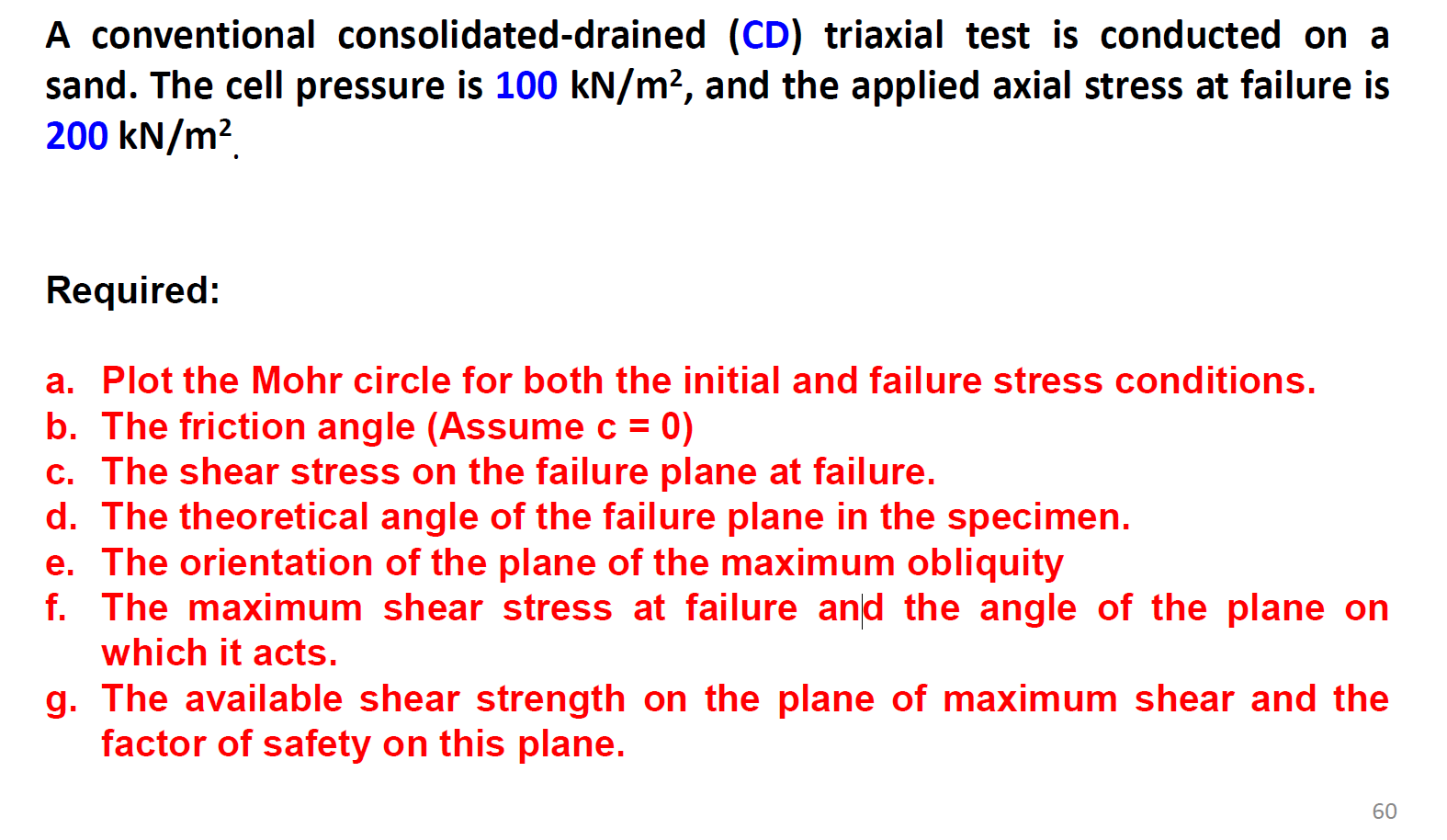 Solved A conventional consolidated-drained (CD) triaxial | Chegg.com
