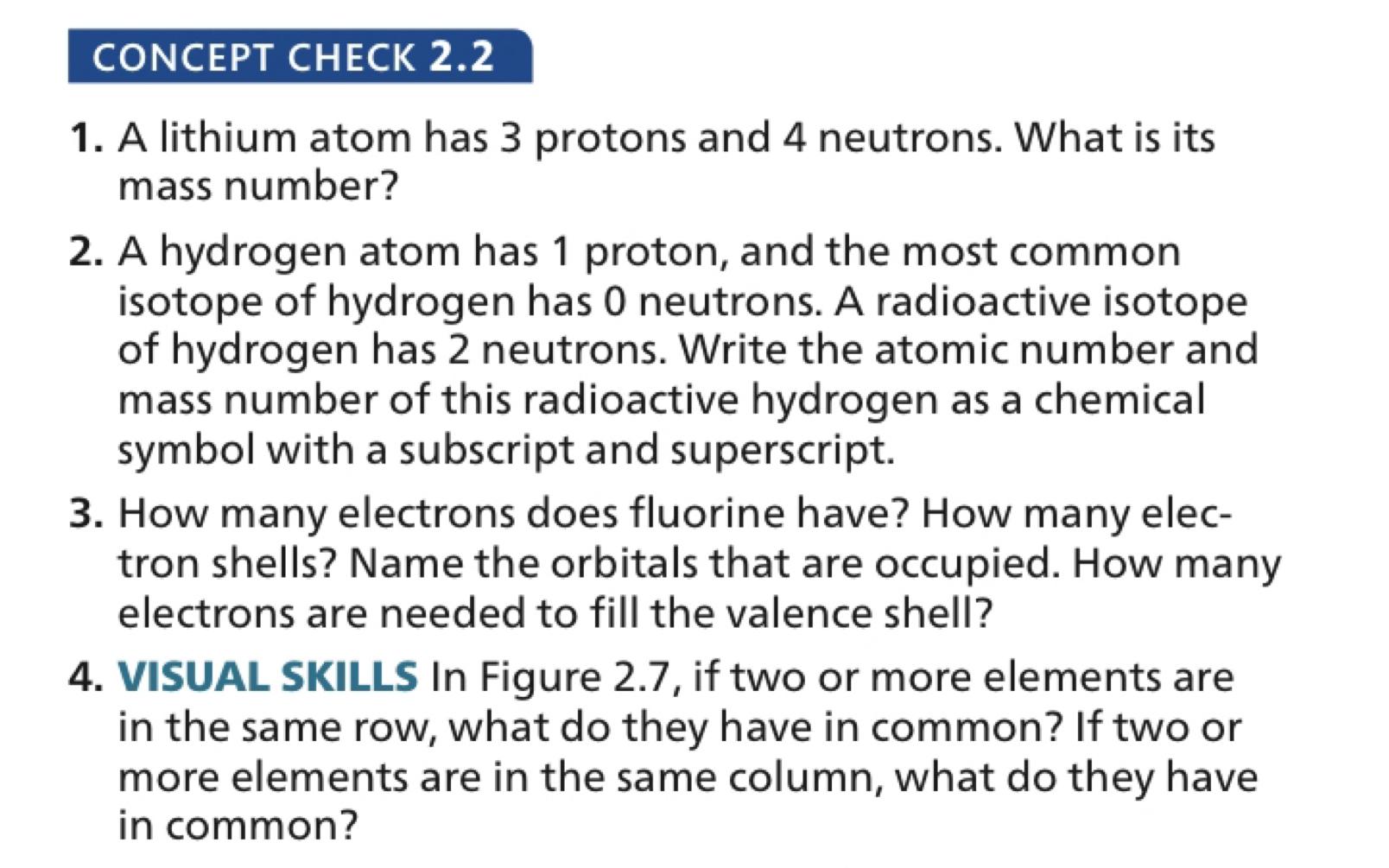 Solved 1. A lithium atom has 3 protons and 4 neutrons. What