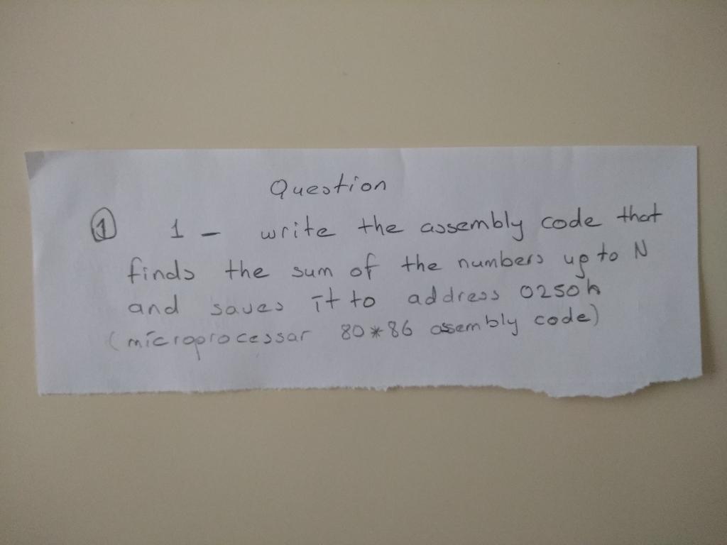 Solved N Question 1- write the assembly code that finds the | Chegg.com