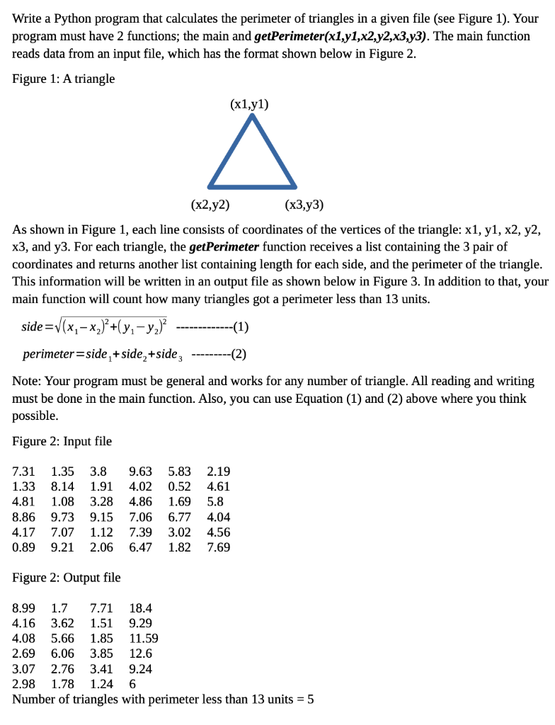 Solved Write a Python program that calculates the perimeter | Chegg.com