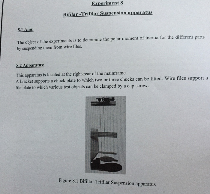 trifilar suspension experiment