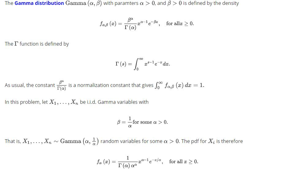 Solved The Gamma distribution Gamma (α, β) with paramters α | Chegg.com