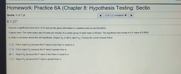 Solved Homework: Practice 6A (Chapter 8: Hypothesis Testing: | Chegg.com