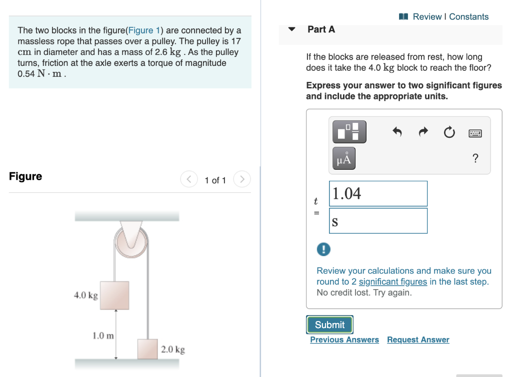 Solved A Review | Constants Part A The Two Blocks In The | Chegg.com