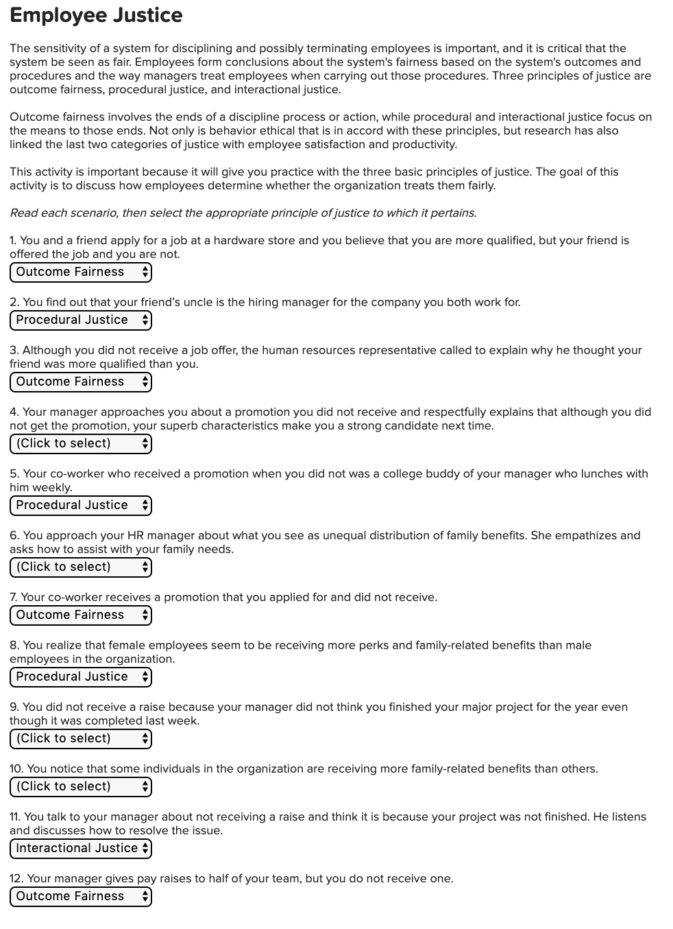 Solved Employee Justice The Sensitivity Of A System For D Chegg Com