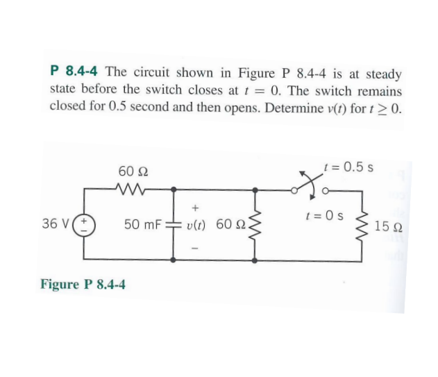 Solved P 8.4-4 The circuit shown in Figure P 8.4-4 is at | Chegg.com