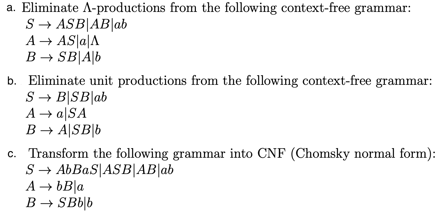 Solved A. Eliminate A-productions From The Following | Chegg.com